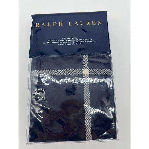 Ralph Lauren Home Equestrian Windowpane Sham Navy Standard Sham NEW $185* - Picture 2 of 12